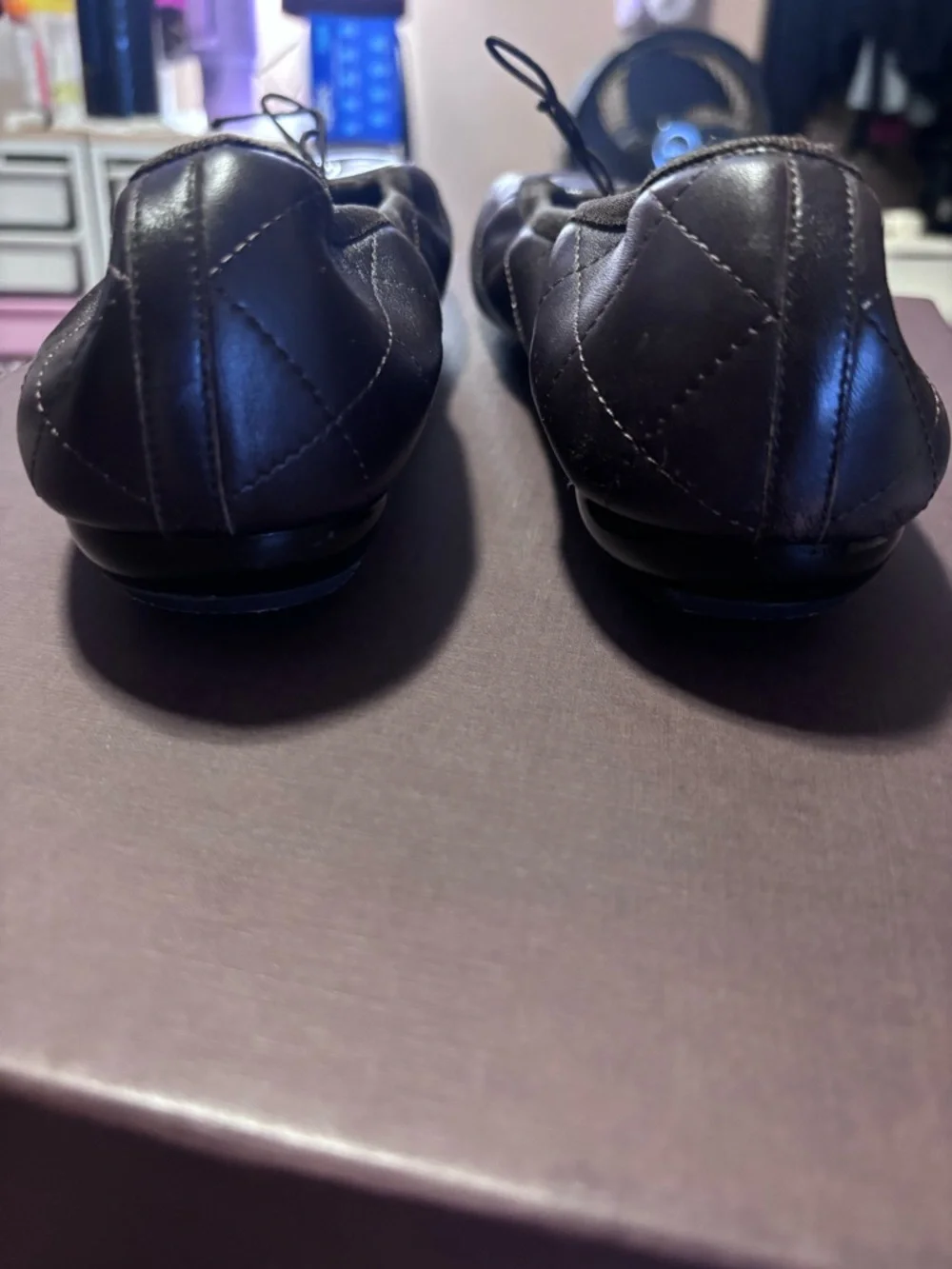 CHANEL Quilted CC Cap-Toe Ballet Flats in Dark Brown Leather - Picture 3 of 5